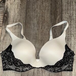 Victoria's Secret White Bra with Black Lace- size 34D